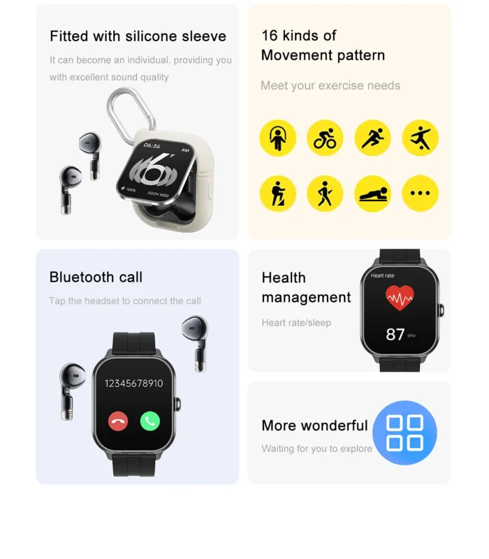Maxtop Two in One Smart Watch Calling Function Fitness Trackers Relojes Inteligentes Men Smartwatch - Imagen 2