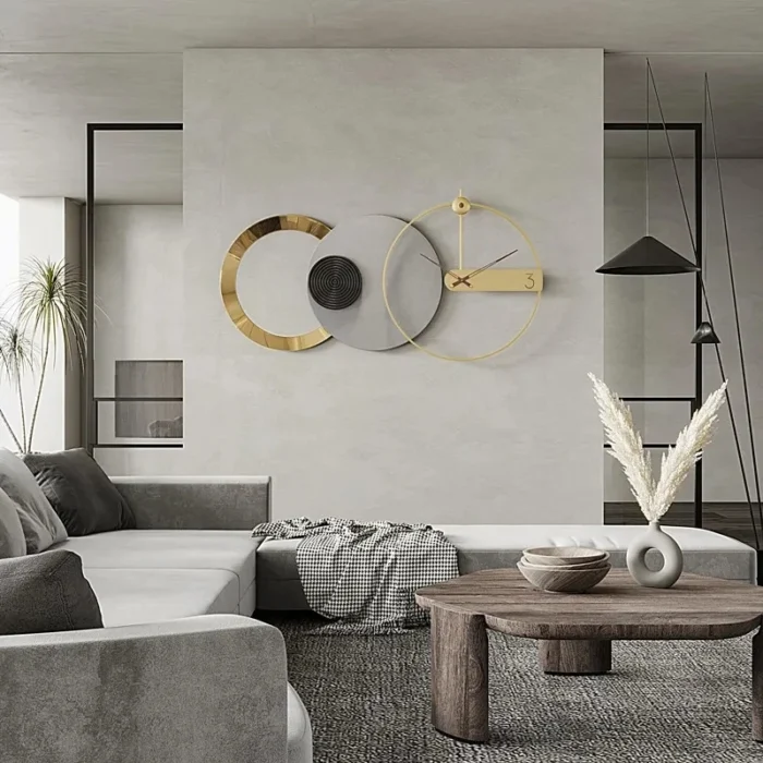Reloj colgante de pared de lujo con luz nórdica de 120 x 63 cm, creativo, con personalidad para sala de estar y hogar. - Imagen 6