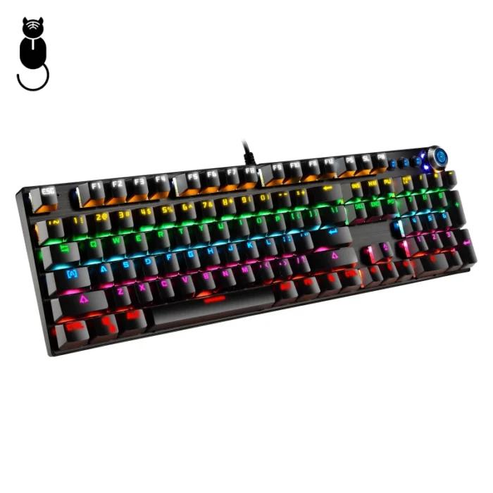 104Key Steampunk Keyboards Multimedia Knob for Laptop Desktop Metal Panel Punk Gaming Mechanical Keyboard - Imagen 5