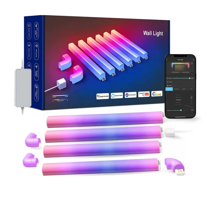 DIY Smart Tuya App LED Wall Light Bars for Gaming Remote Control Music Sync for Bedroom Home Decoration RGBIC Smart Wall Lamp - Imagen 6