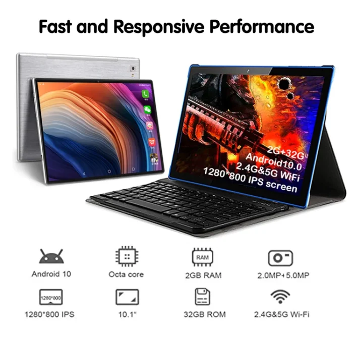 Tablet Manufacturer Android 10 Wifi 10.1 Inch 2gb 32gb Ips Touch Screen Quad Core Smart 10" Tablet Pc With Keyboard