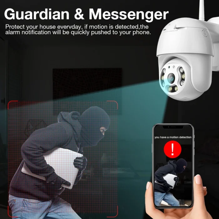 Cámara de seguridad inteligente LCLCTEK Tuya 1080P con WiFi para exteriores, zoom digital 4X, IR, PTZ, domo de velocidad, inalámbrica, P2P, CCTV - Imagen 3