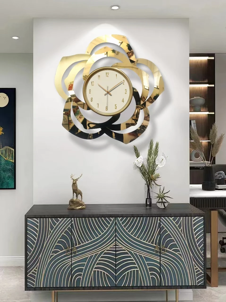 Reloj de pared de metal grande, creativo, silencioso y moderno, para decoración de sala de estar.