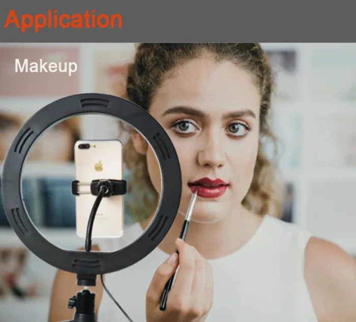 Kit de iluminación fotográfica portátil Massa de 10 pulgadas y 26 pulgadas con trípode para selfies, anillo de luz LED de relleno - Imagen 4