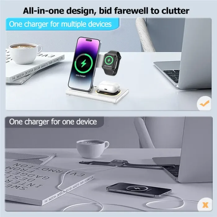 15W Fast Charging Station 3 in 1 Wireless Charger for Best Seller Products on Amazon 2024 in USA for Apple Samsung Multi Device - Imagen 2