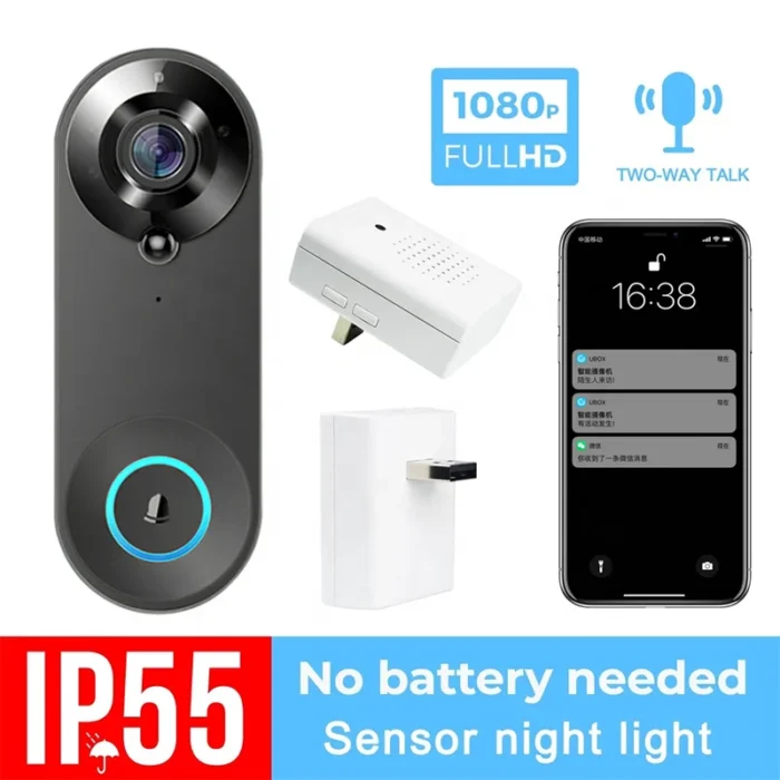 Cámara de seguridad IP con timbre y video WiFi inteligente Tuya de 2 MP