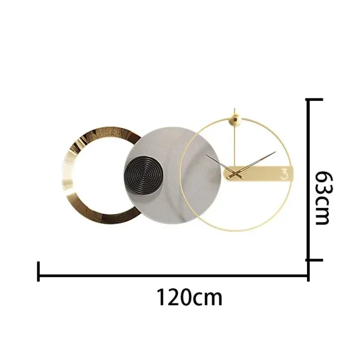 Reloj colgante de pared de lujo con luz nórdica de 120 x 63 cm, creativo, con personalidad para sala de estar y hogar. - Imagen 4