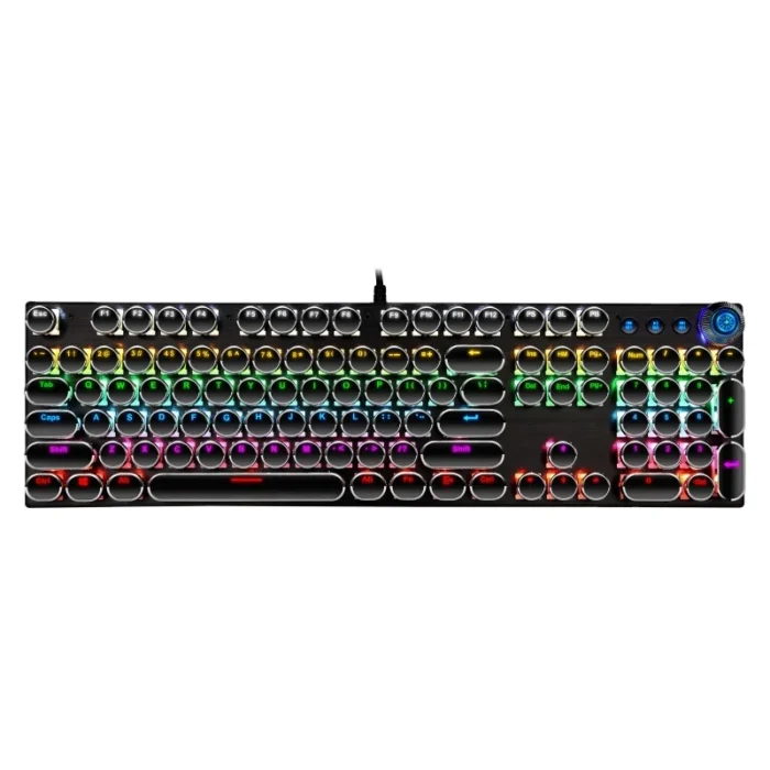 104Key Steampunk Keyboards Multimedia Knob for Laptop Desktop Metal Panel Punk Gaming Mechanical Keyboard - Imagen 6