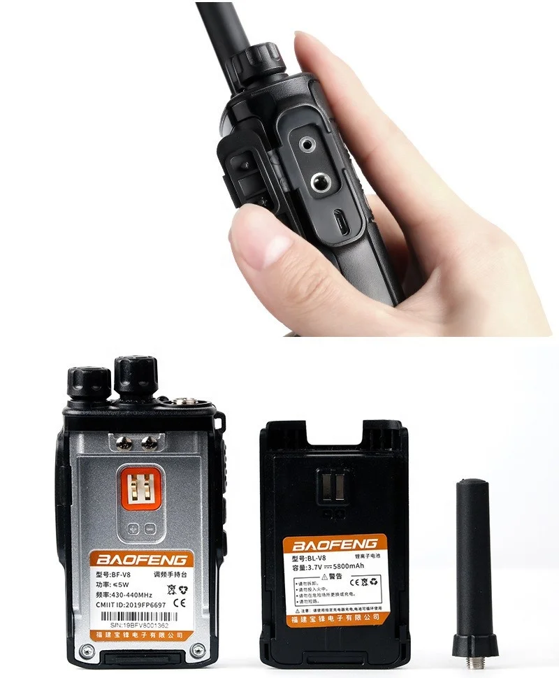Handheld Mini Walkie Talkie BFV8 5W UHF 5800mAh Long Standby Radio Support USB Charging Two Way Radio Baofeng Bf-v8 Manufacturer - Imagen 4