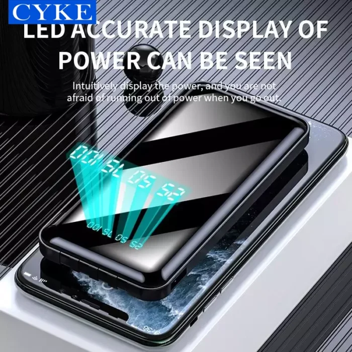 Banco de energía móvil CYKE de 20 000 mAh, OEM, cargador portátil, batería externa de 20 000 mAh, regalo - Imagen 4