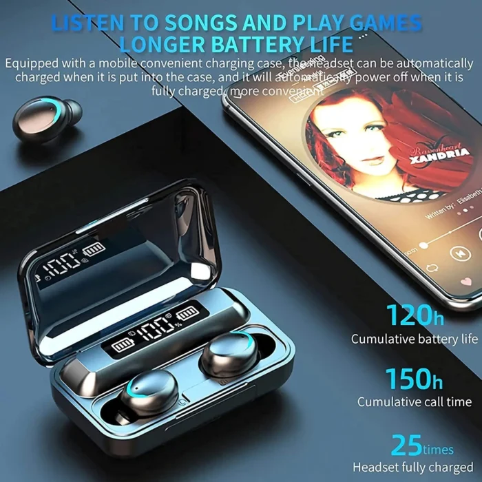 VALDUS F9 TWS 2 in 1 Earphones Fone De Ouvido Sem Fio Auriculares Audifonos Portable Sports Wireless Earbuds Headphones F9-5 - Imagen 3