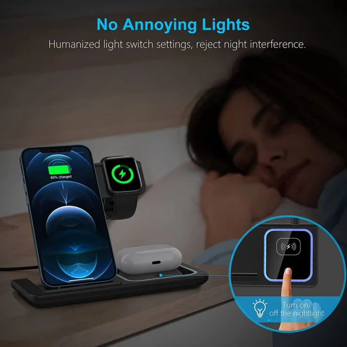 15W Wireless Charger 3 in 1 Fast Foldable Charging Station Dock for iPhone 13 12 11 Pro XS XR X SE 8 8 Plus Watch AirPods