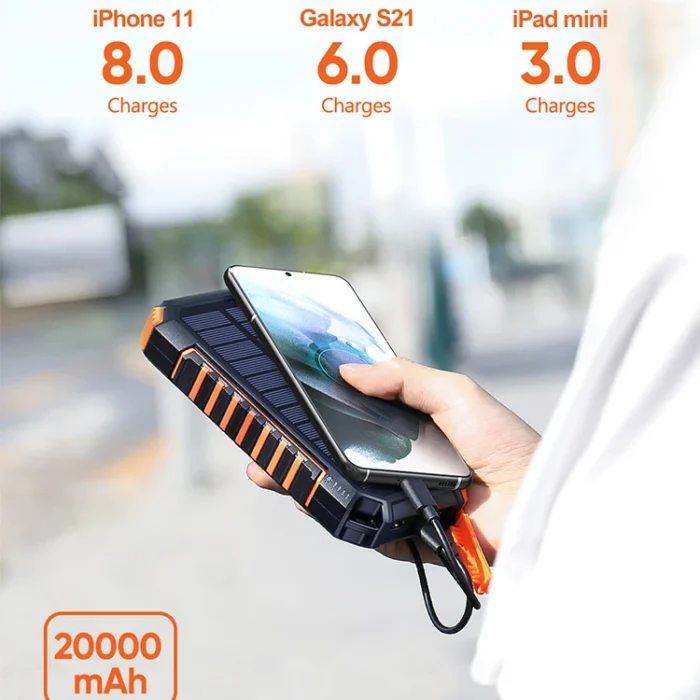 Dropshipping Wholesale Portable Solar Energy Charger Power Bank With Led Lights Panel for Mobile Phone Travel 180000mah 20000mah