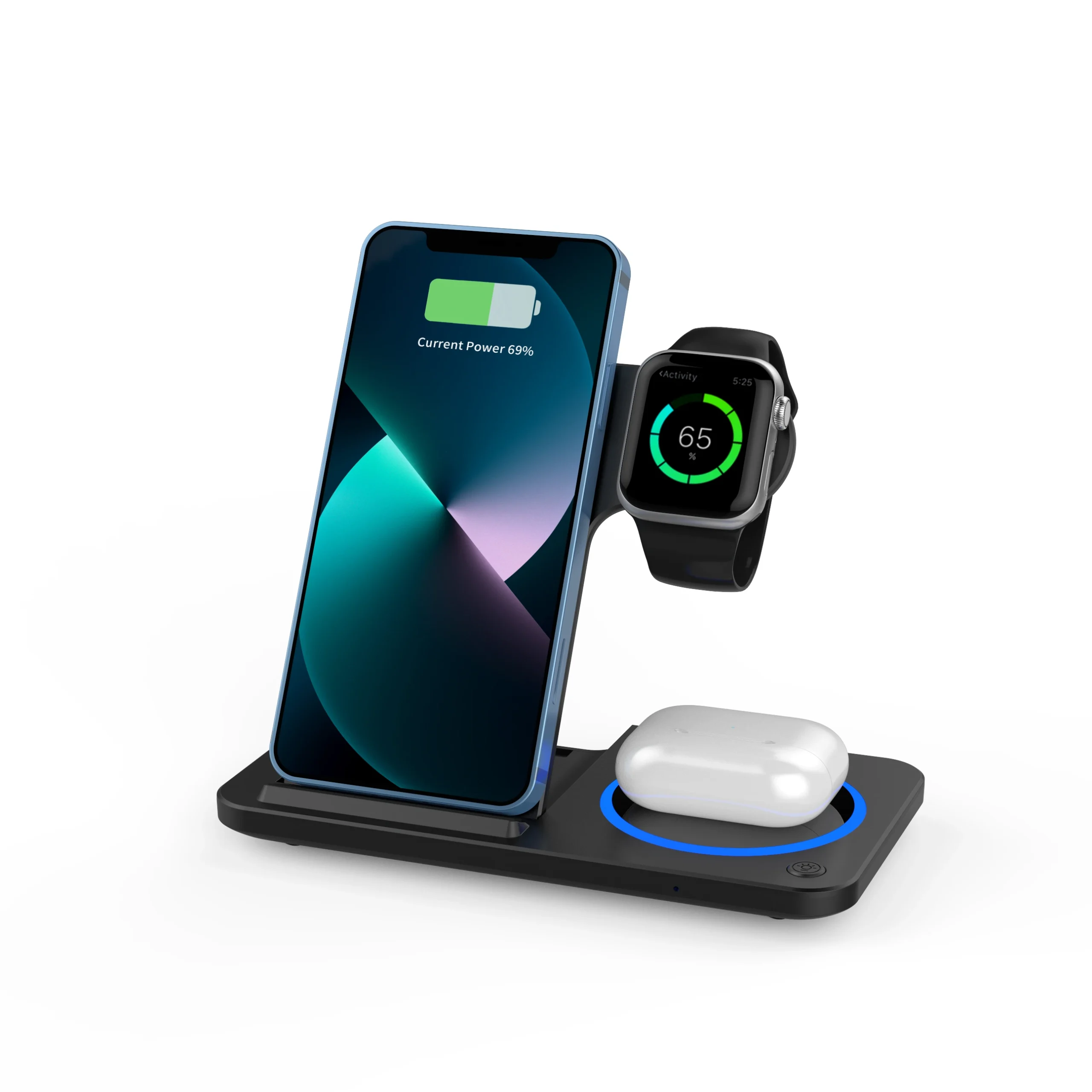 Hot 3 in 1 Wireless Charger for Mobile Phone with Lights Foldable Charger Station 2025 New products Custom Logo - Imagen 6