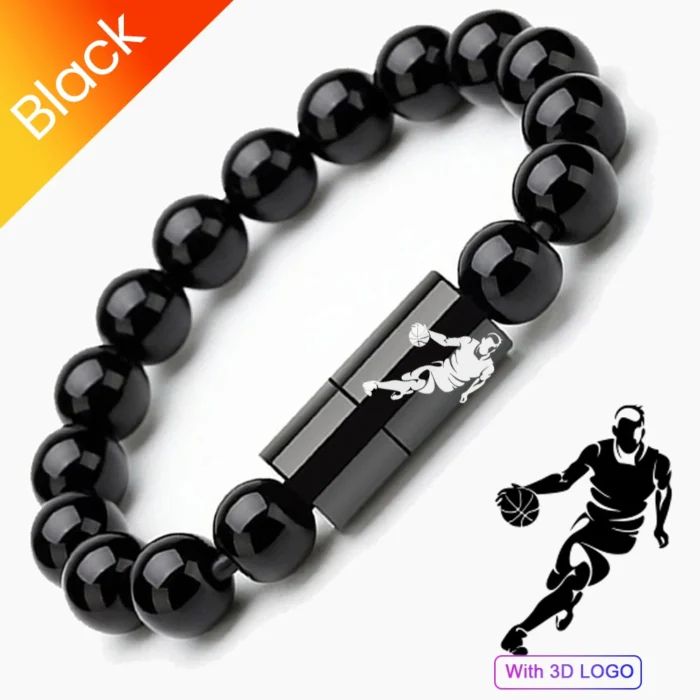 EONLINE OEM 3D 24cm Wearable USB Charging Bracelet Beads Charging Cable Portable USB Phone Charger for Type C Micro USB Android