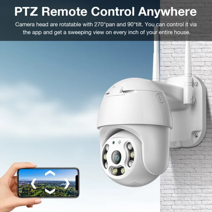 Cámara de seguridad inteligente LCLCTEK Tuya 1080P con WiFi para exteriores, zoom digital 4X, IR, PTZ, domo de velocidad, inalámbrica, P2P, CCTV