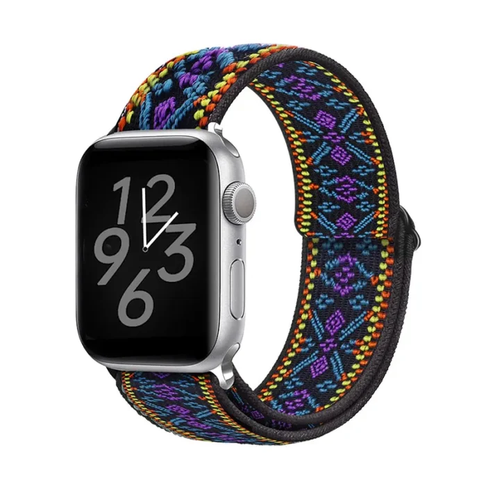 Nylon Loop Strap for Apple Watch Band 6 38mm 40mm 42mm 44mm for Iwatch Series 6 5 4 3 2 Bohemia Elastic Watch Replacement Strap - Imagen 6