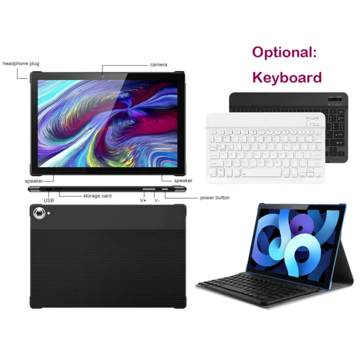 Tablet Manufacturer Android 10 Wifi 10.1 Inch 2gb 32gb Ips Touch Screen Quad Core Smart 10" Tablet Pc With Keyboard - Imagen 2