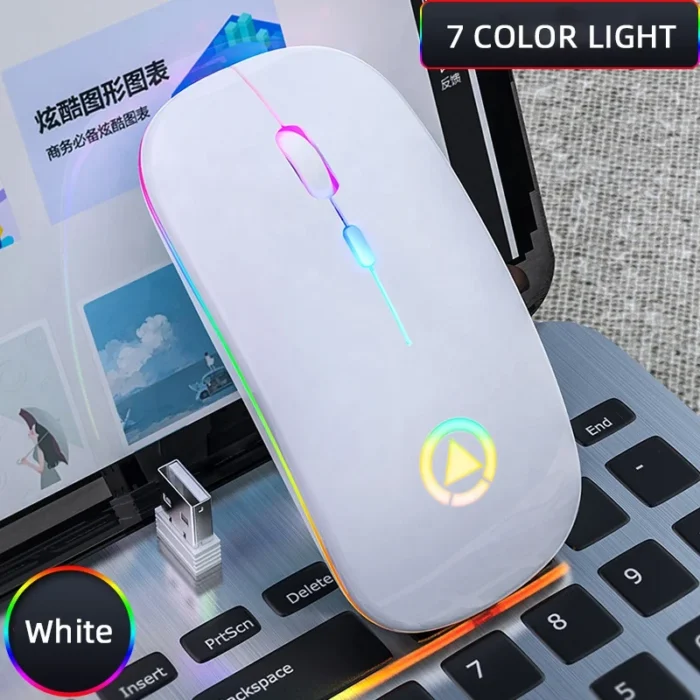 Off-the-shelf Mini Rechargeable Mouse 2.4G Wireless Ultra-thin Mute LED Light Computer Laptop Rechargeable Wireless Mouse OEM - Imagen 3
