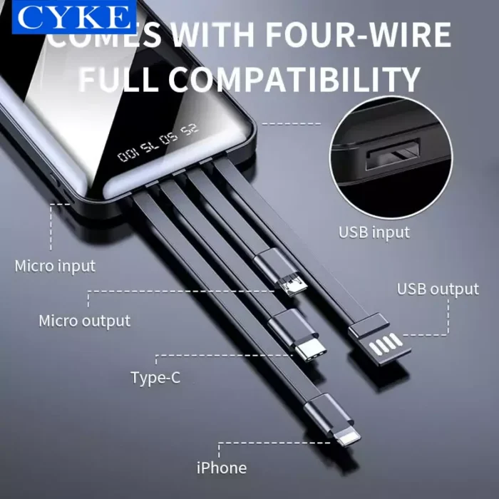 Banco de energía móvil CYKE de 20 000 mAh, OEM, cargador portátil, batería externa de 20 000 mAh, regalo