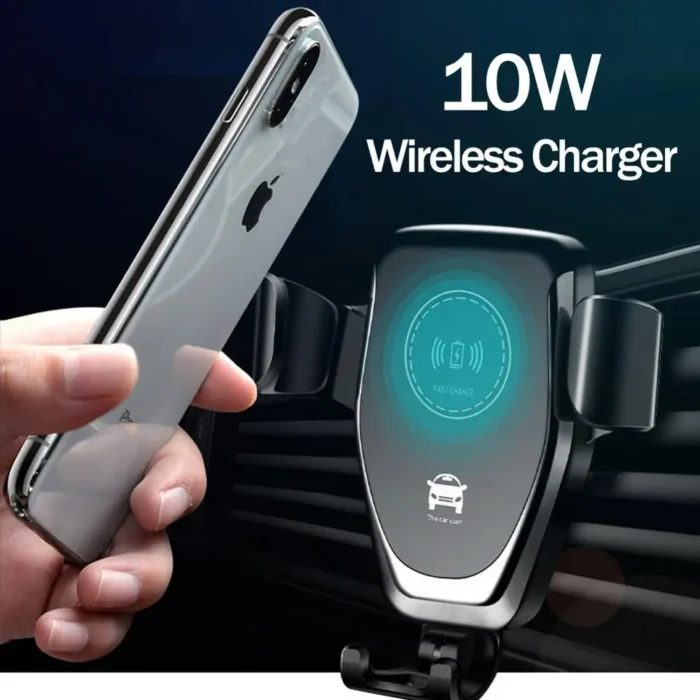 Cargador inalámbrico rápido para coche de 10 W con soporte para ventilación de aire para iPhone XS Max, Samsung S9, Xiaomi MIX 2S, Huawei Mate 20 Pro y 20 RS.
