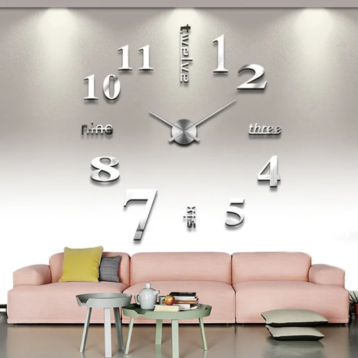 Relojes de pared con pegatinas acrílicas grandes, decorativos para el hogar, sala de estar, bricolaje, relojes de pared 3D, reloj de decoración de pared de cuarzo de lujo único - Imagen 6