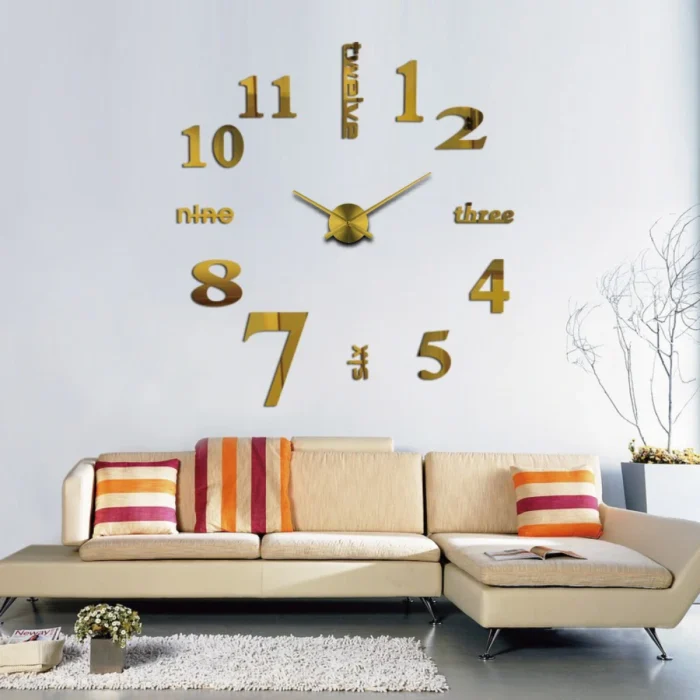 Relojes de pared con pegatinas acrílicas grandes, decorativos para el hogar, sala de estar, bricolaje, relojes de pared 3D, reloj de decoración de pared de cuarzo de lujo único - Imagen 2