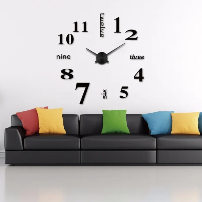 Relojes de pared con pegatinas acrílicas grandes, decorativos para el hogar, sala de estar, bricolaje, relojes de pared 3D, reloj de decoración de pared de cuarzo de lujo único