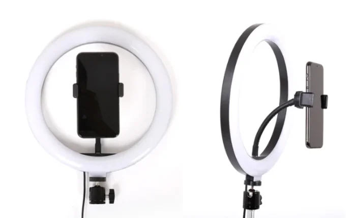 Anillo de luz LED circular regulable de 10 pulgadas y 26 cm con trípode, luz selfie tricolor ajustable para fotografía - Imagen 2