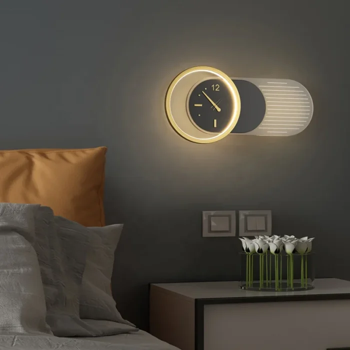 Lámpara de pared LED moderna JYLIGHTING, exquisita lámpara de acrílico dorado para interiores, reloj para sala de estar, dormitorio, loft, elegante lámpara nórdica de 180