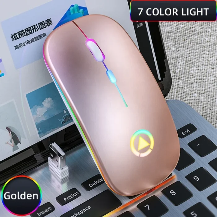 Off-the-shelf Mini Rechargeable Mouse 2.4G Wireless Ultra-thin Mute LED Light Computer Laptop Rechargeable Wireless Mouse OEM - Imagen 4