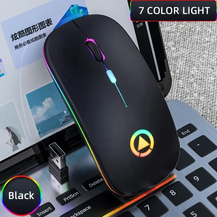 Off-the-shelf Mini Rechargeable Mouse 2.4G Wireless Ultra-thin Mute LED Light Computer Laptop Rechargeable Wireless Mouse OEM - Imagen 2