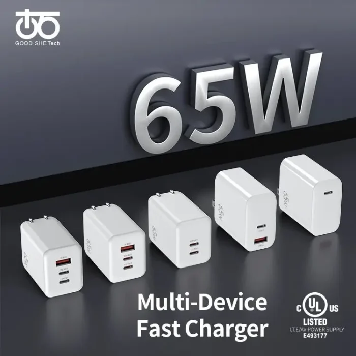 GaN Quick Travel Wall Charger Usb c 65Watt PPS Fast Charge PD 65w Gan Charger for Type-C Laptop iphone ipad Macbook UAV