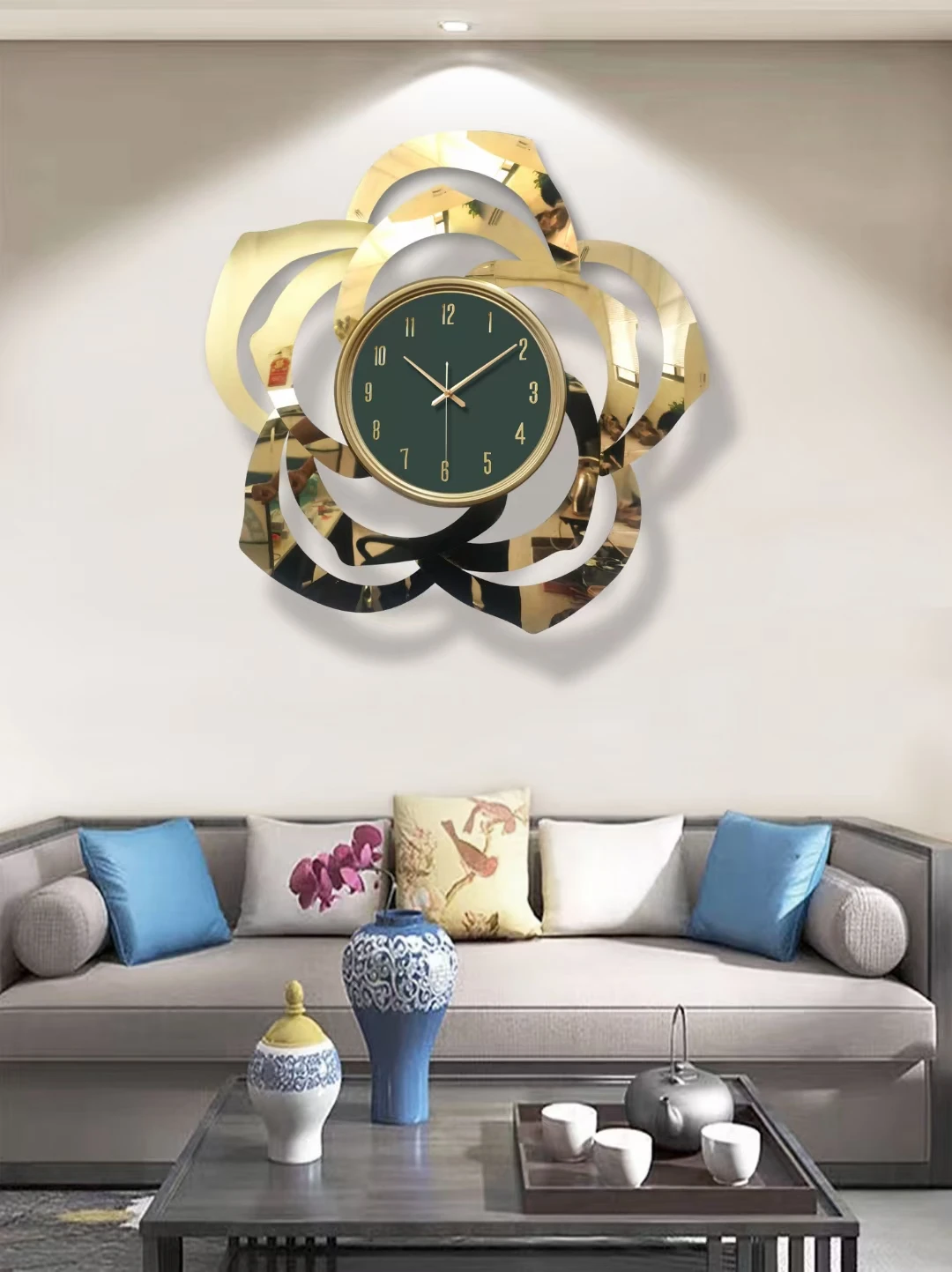 Reloj de pared de metal grande, creativo, silencioso y moderno, para decoración de sala de estar. - Imagen 4