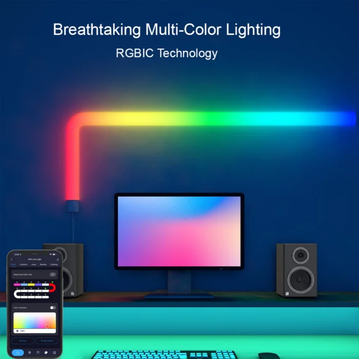 DIY Smart Tuya App LED Wall Light Bars for Gaming Remote Control Music Sync for Bedroom Home Decoration RGBIC Smart Wall Lamp - Imagen 3