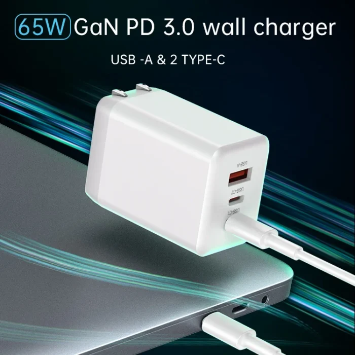 GaN Quick Travel Wall Charger Usb c 65Watt PPS Fast Charge PD 65w Gan Charger for Type-C Laptop iphone ipad Macbook UAV - Imagen 2