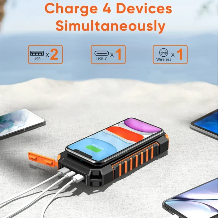 Dropshipping Wholesale Portable Solar Energy Charger Power Bank With Led Lights Panel for Mobile Phone Travel 180000mah 20000mah - Imagen 2