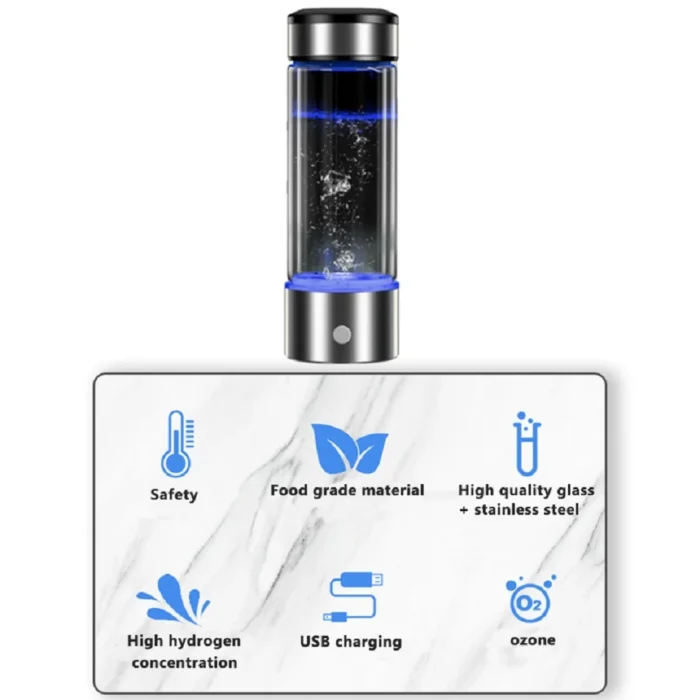 Generador de hidrógeno, filtro de agua, 430 ml, generador alcalino, agua rica en hidrógeno, botella portátil, ionizador, electrólisis H2 puro. - Imagen 4